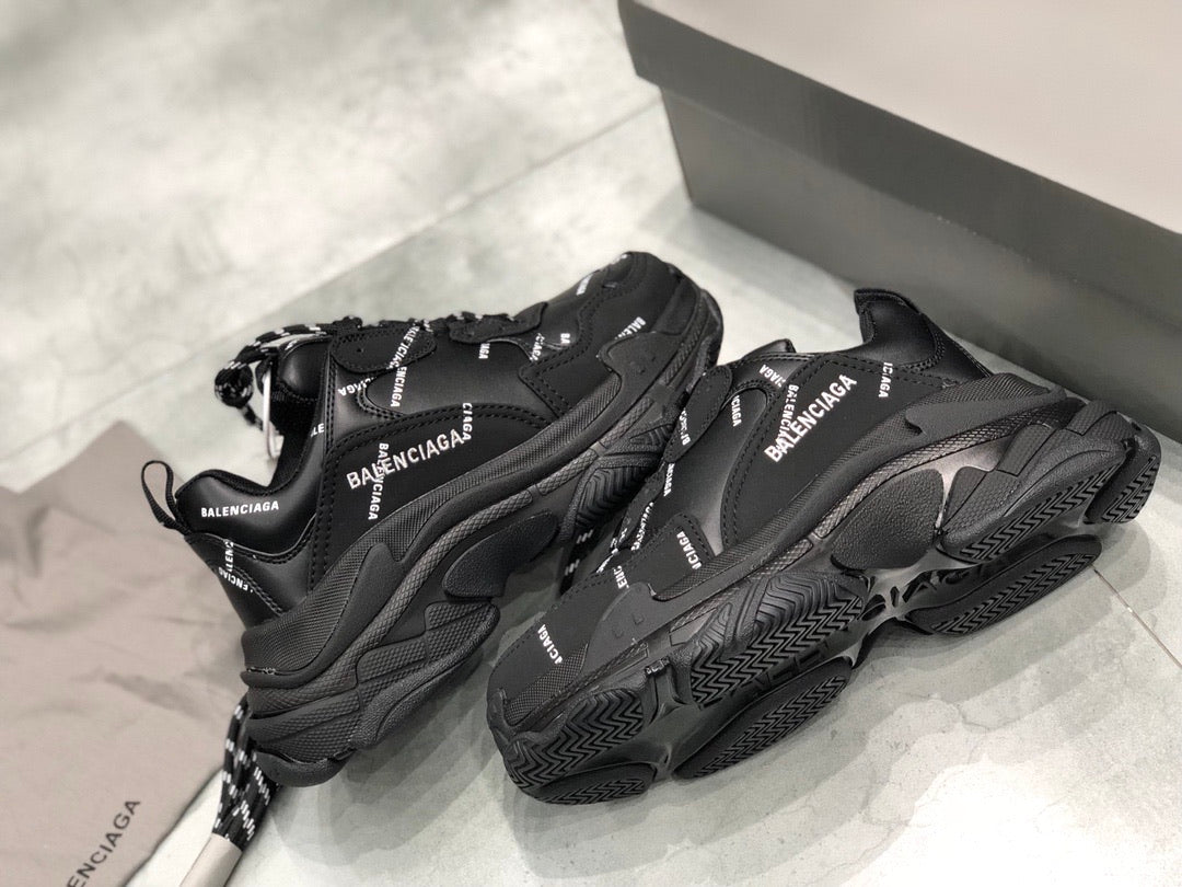 Triple S Allover Logo Black