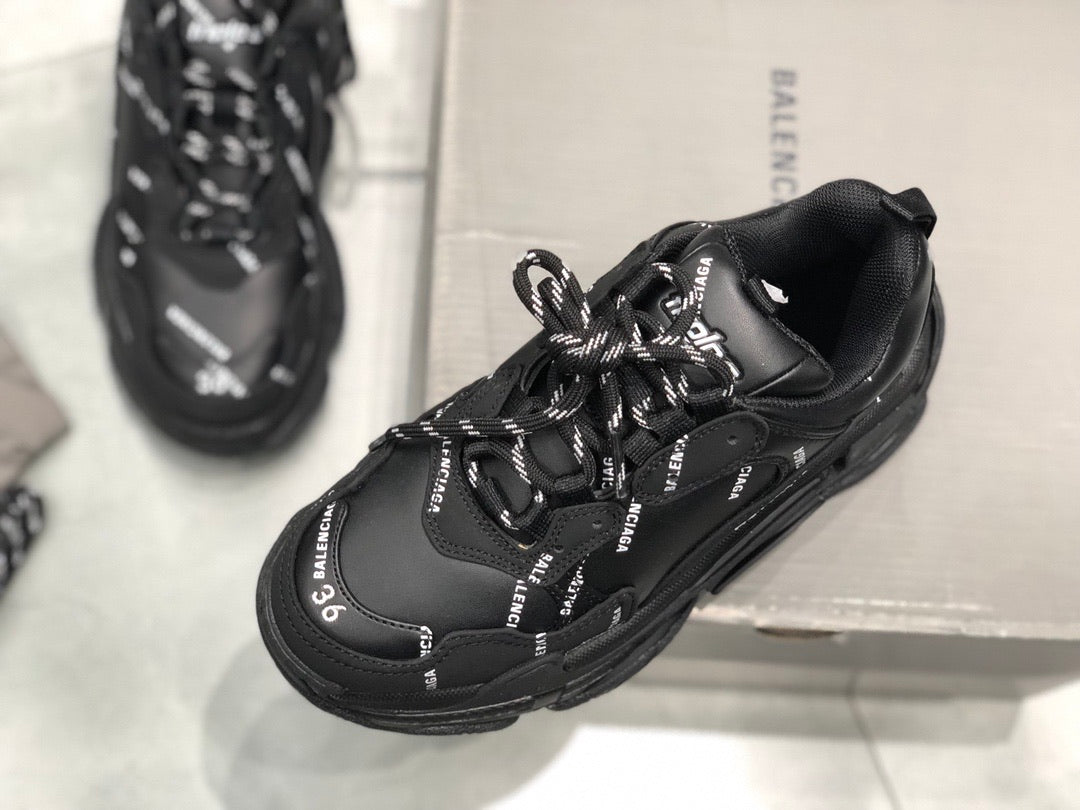 Triple S Allover Logo Black