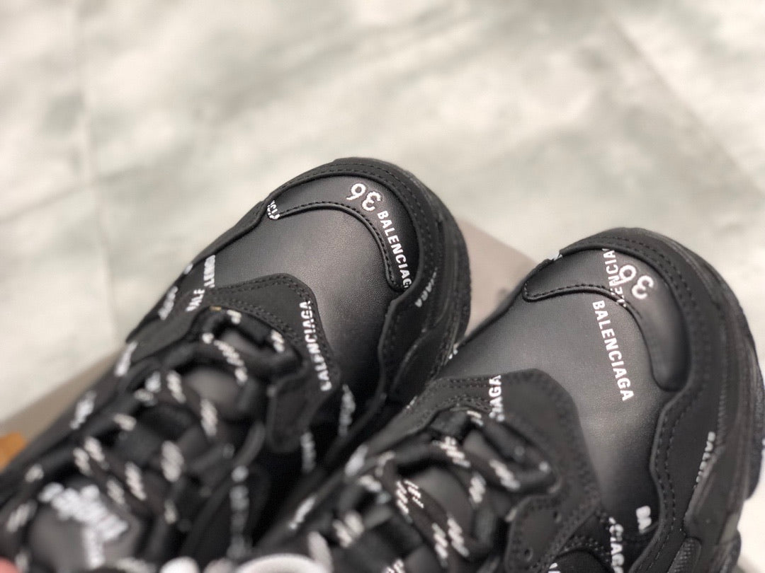 Triple S Allover Logo Black