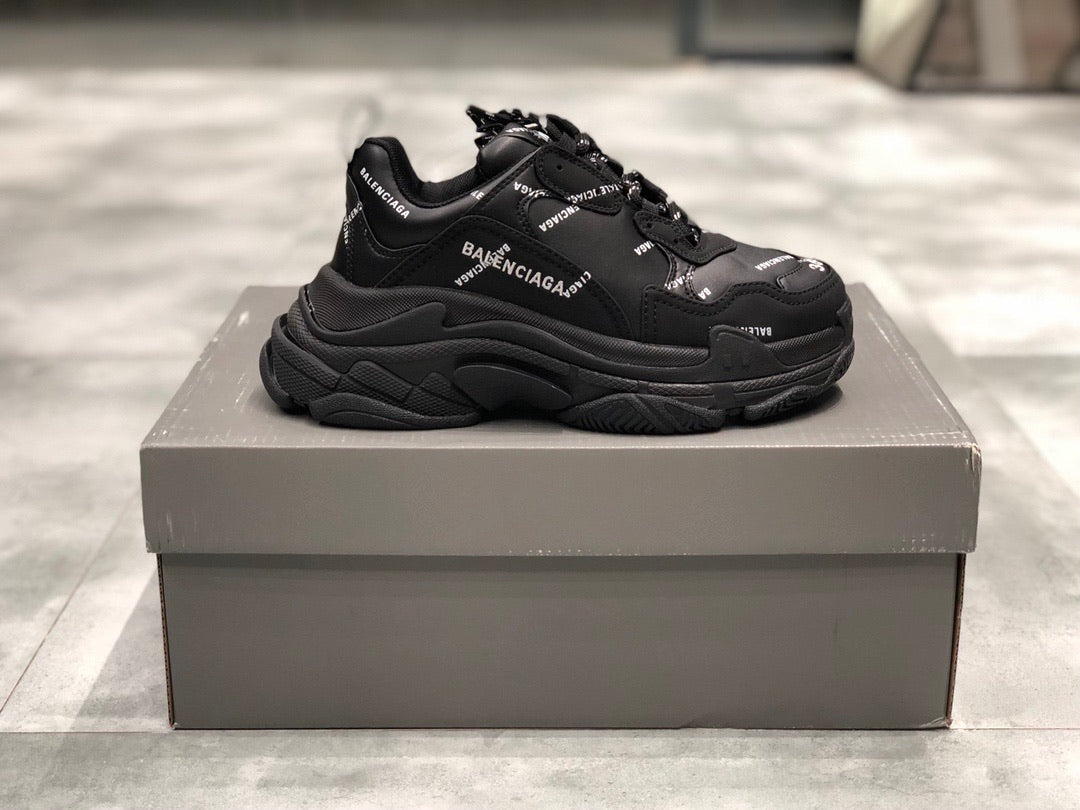 Triple S Allover Logo Black