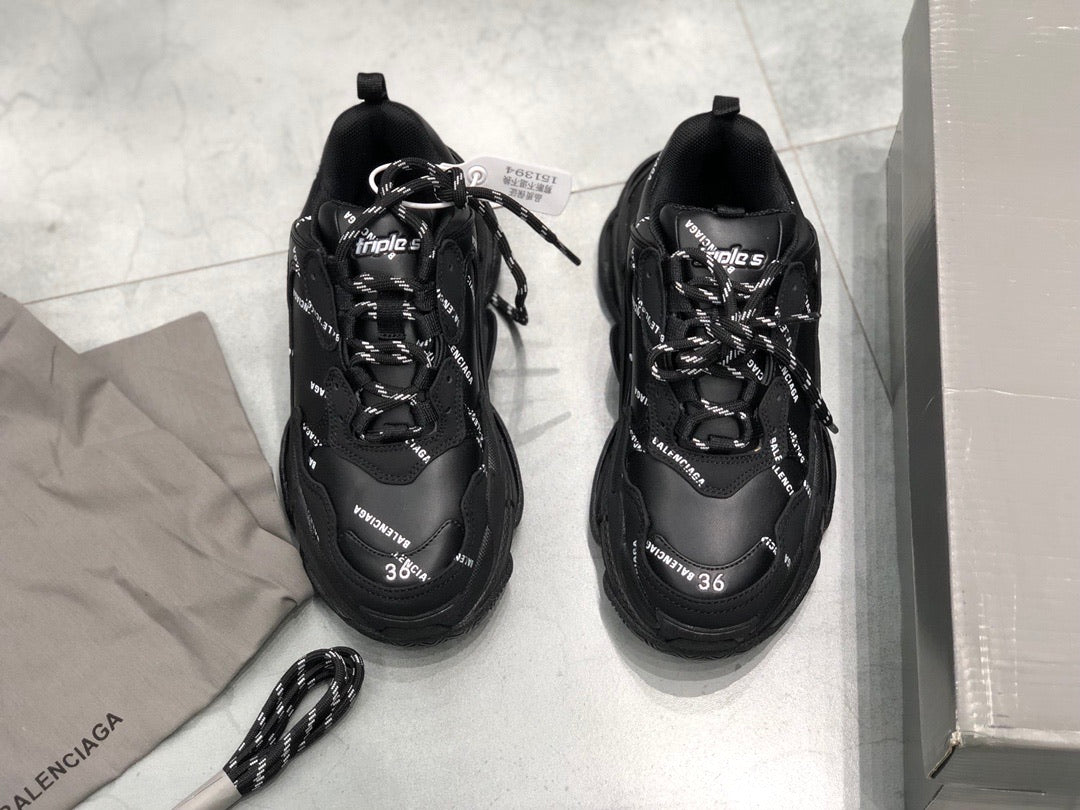 Triple S Allover Logo Black